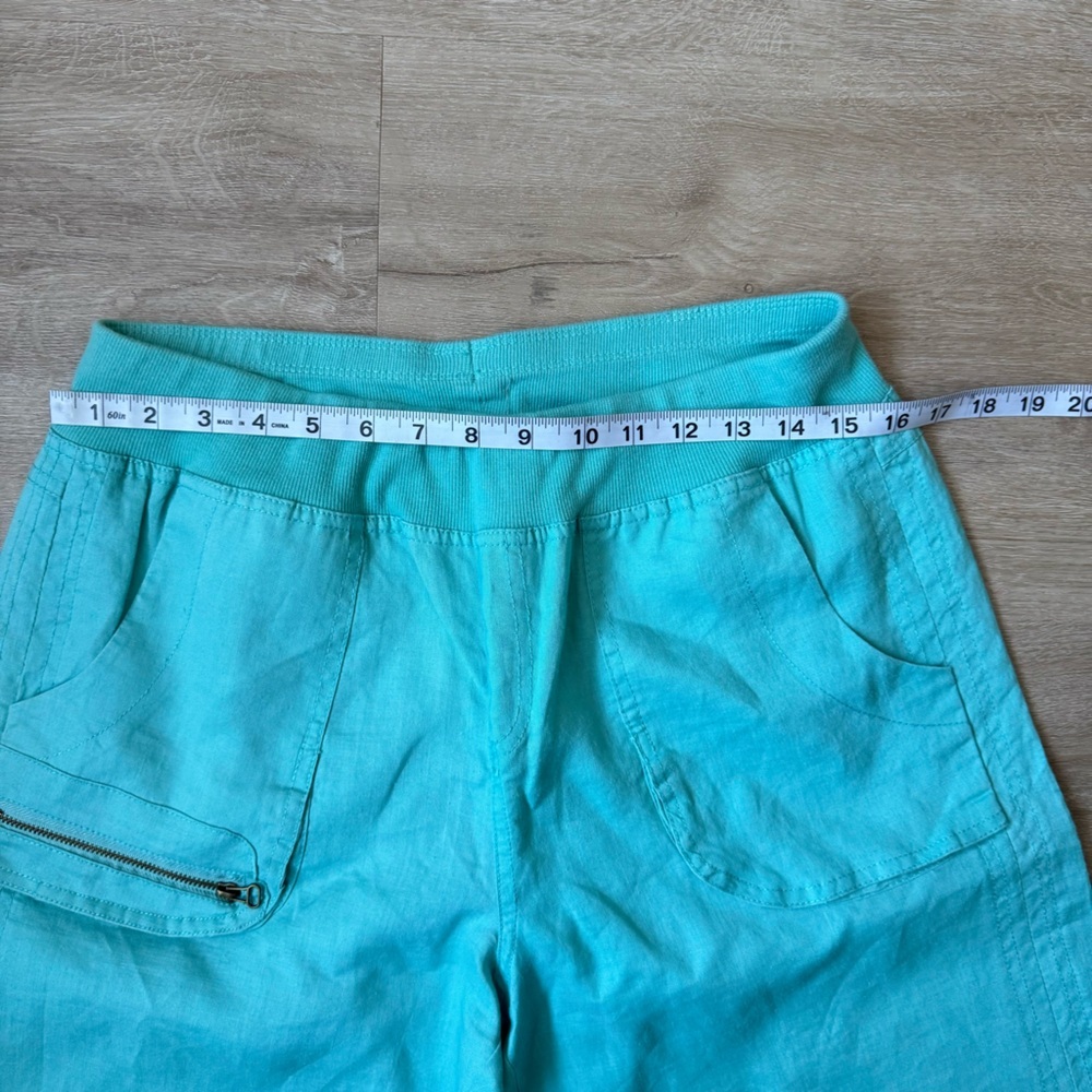 Soft Surroundings Teal Turquoise Straight Leg Cargo PullOn Pants SZ M - Picture 4 of 10